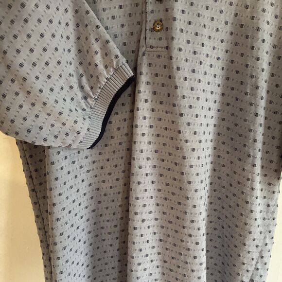 Vtg Yves Saint Laurent Polo Shirt Men's Sz M 100% Cotton Blue Gray Geometric - Picture 10 of 16
